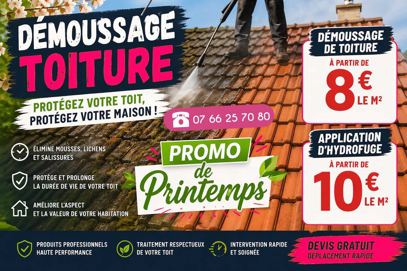 Promo de printemps pour le démoussage toiture à Valenciennes